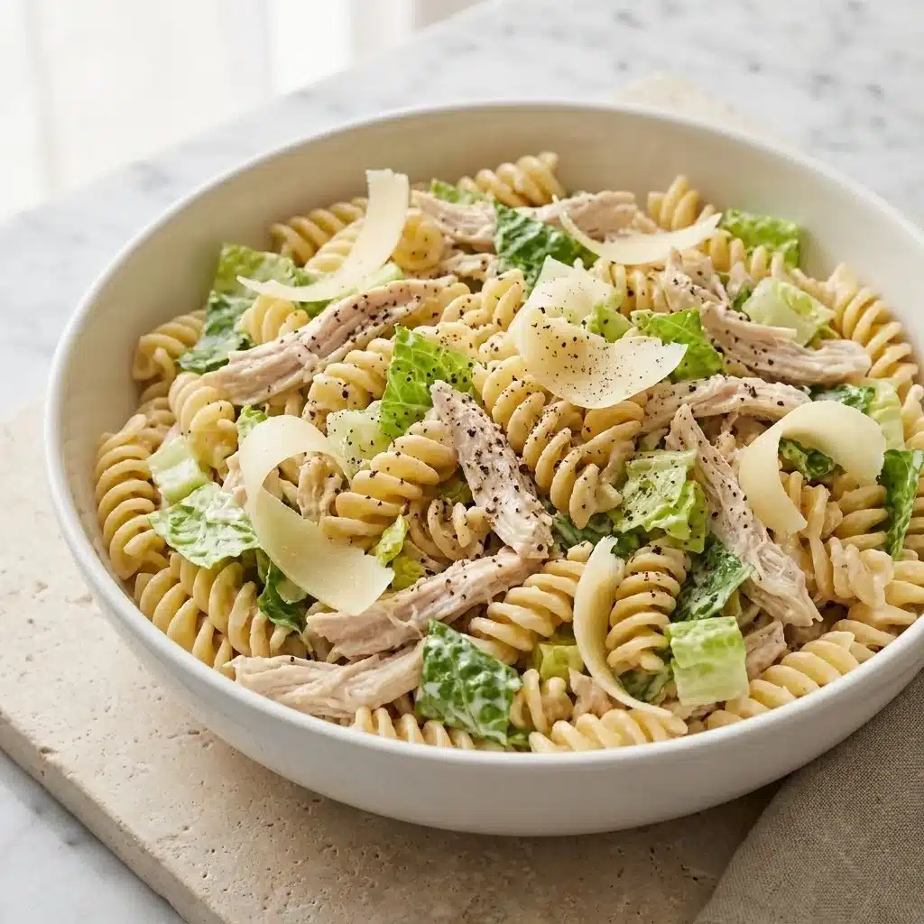 High Protein Healthy Chicken Caesar Pasta Salad