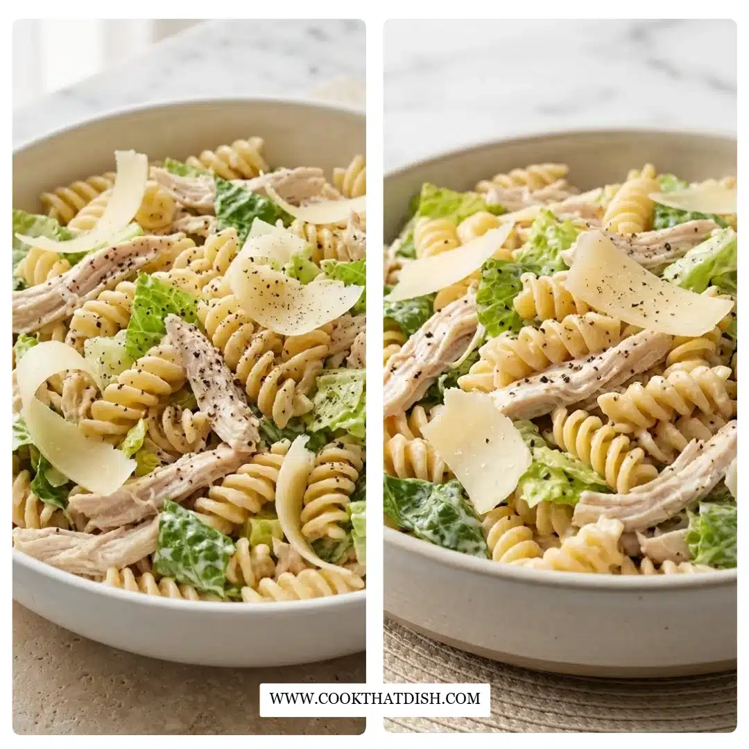 High Protein Healthy Chicken Caesar Pasta Salad