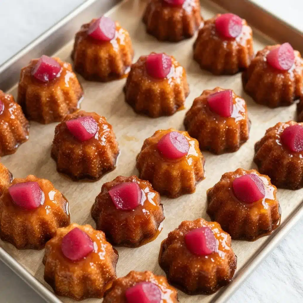 Delicious upside down rhubarb muffins fresh out of the oven